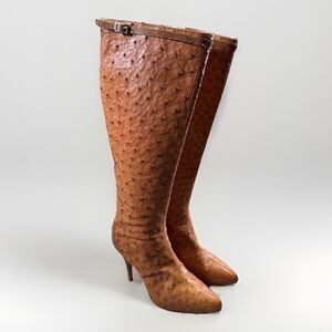 Vintage Ron Donovan Ostrich Leather Boots Sz 7.5 Exotic Leather Rare Designer